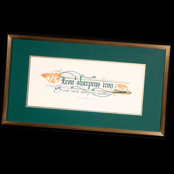 Iron Sharpen Iron Proverbs 27 17 Original Framed Calligraphy Print Holly Monroe Calligrapher