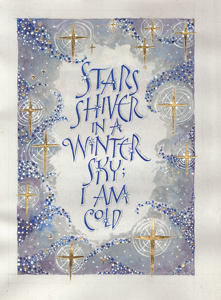 Stars Shiver in a Winter Sky  Holly Monroe Calligraphy Print