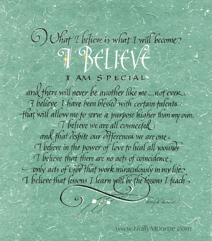 I Believe Calligraphy Print Holly Monroe Calligrapher