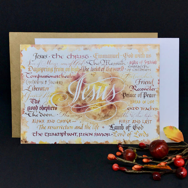 Names of Jesus Card with calligraphy by Holly Monroe